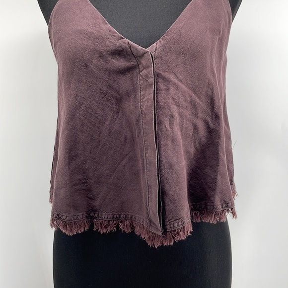 Young fabulous & broke brown tank linen blend raw edge button closure sz xs NWT - Picture 10 of 12